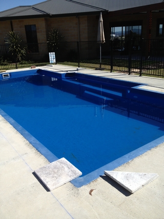 New pool limestone paving